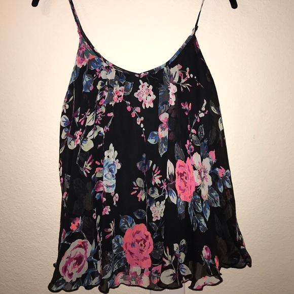 Express Neon Floral Scoop Neck Flowy Tank - Picture 2 of 2